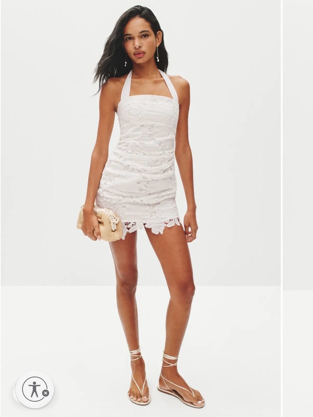 Delfi Collective Womens Dress Size Small White Minidress Alva Floral Lace Halter